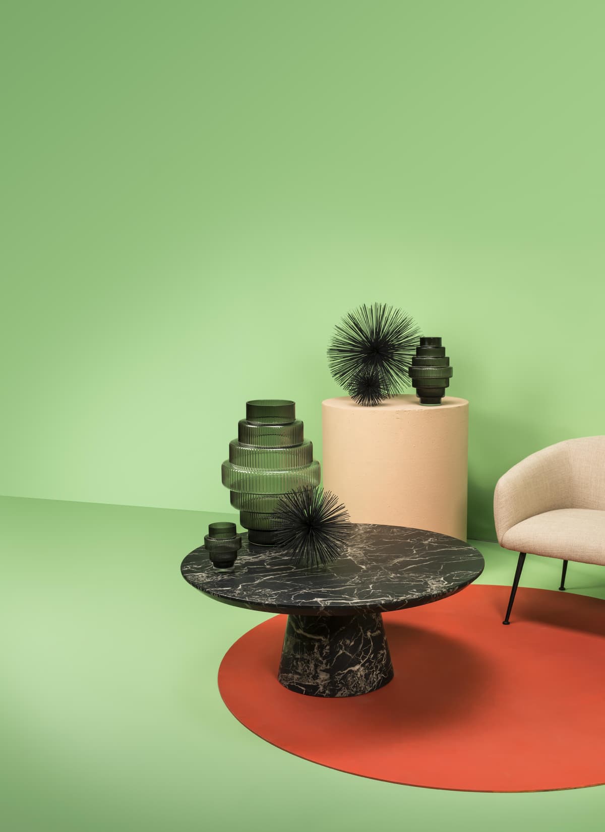 POLSPOTTEN Disc Marble Look Salontafel Zwart thumbnail 4