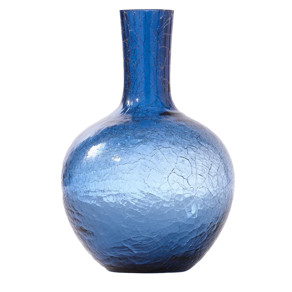 POLSPOTTEN Crackled Glass Ball Body Vaas S Donkerblauw
