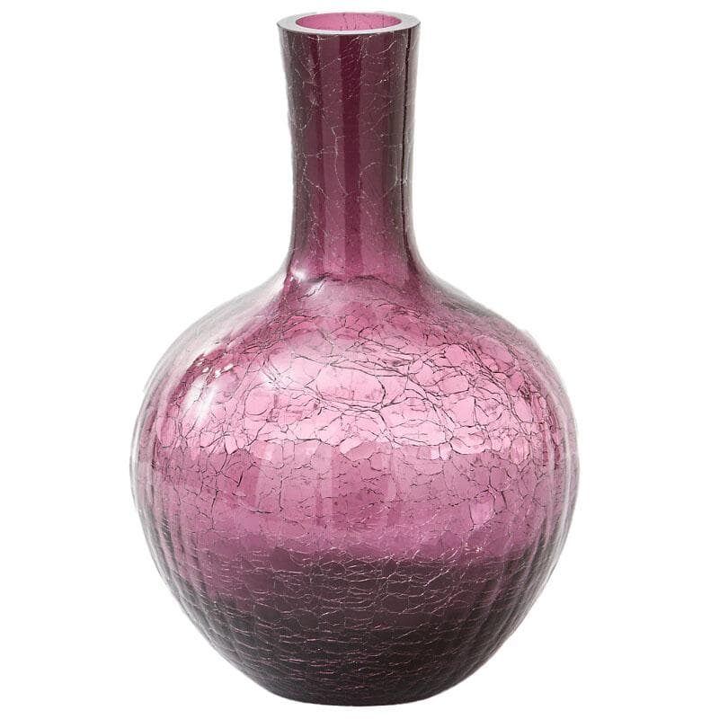 POLSPOTTEN Crackled Glass Ball Body Vaas S Donkerpaars