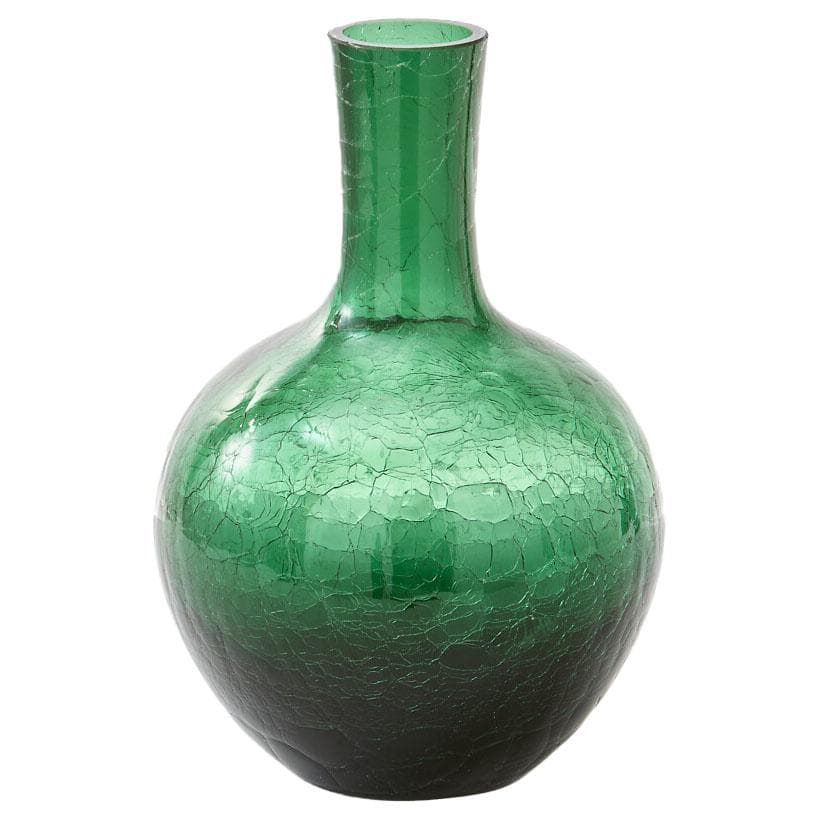 POLSPOTTEN Crackled Glass Ball Body Vaas L Donkergroen
