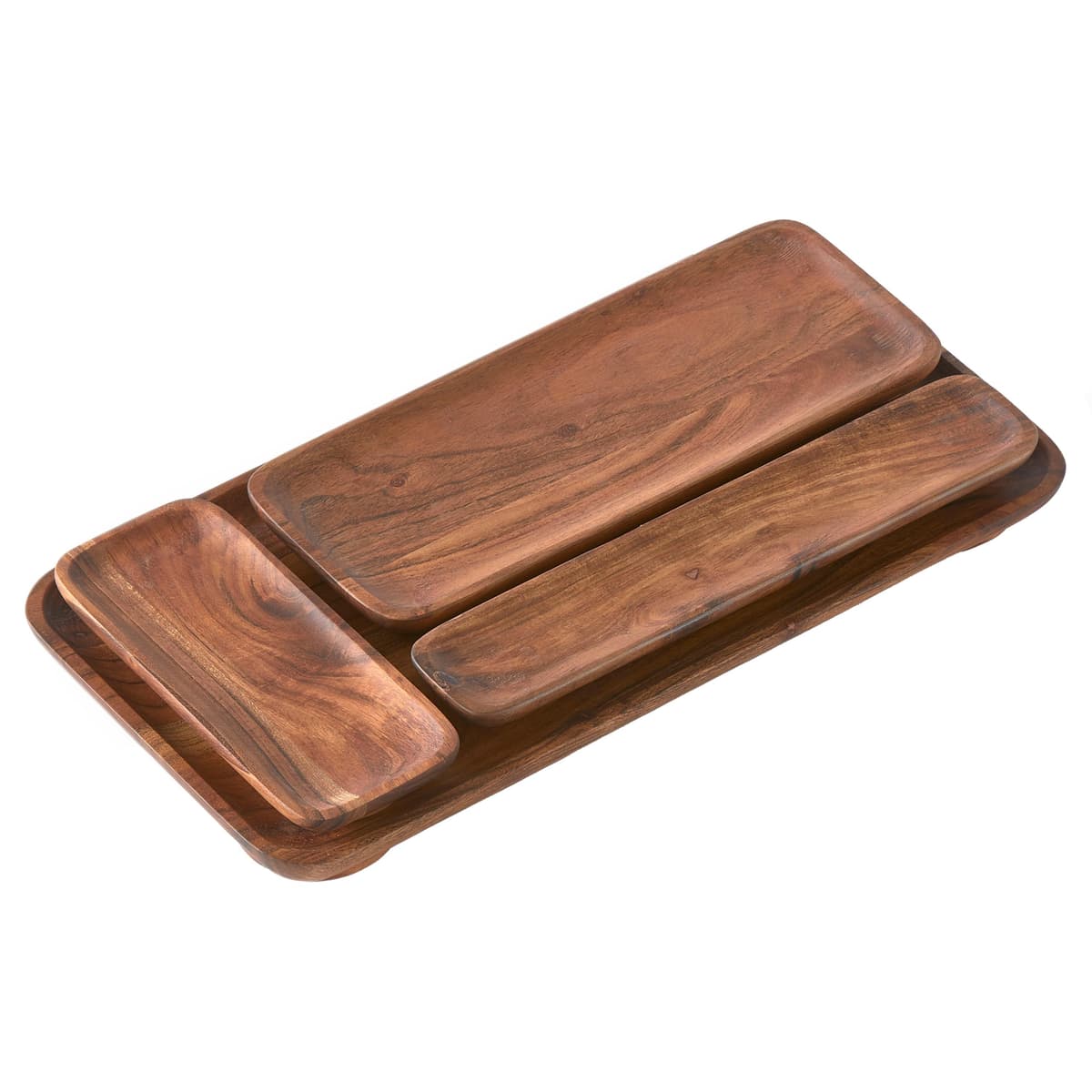 POLSPOTTEN Planki Dienblad Set Van 4 Naturel