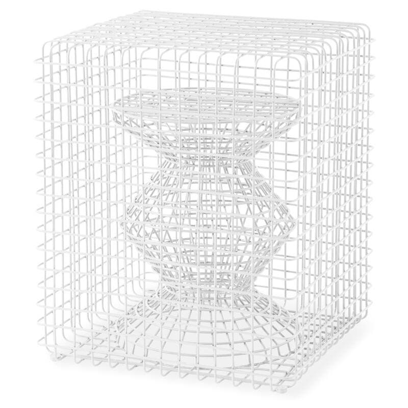 POLSPOTTEN Wire Zig Zag Kruk 40x40 Wit