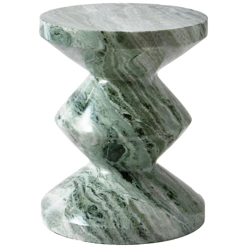 POLSPOTTEN Zig Zag Bijzettafel Marmer Donkergroen