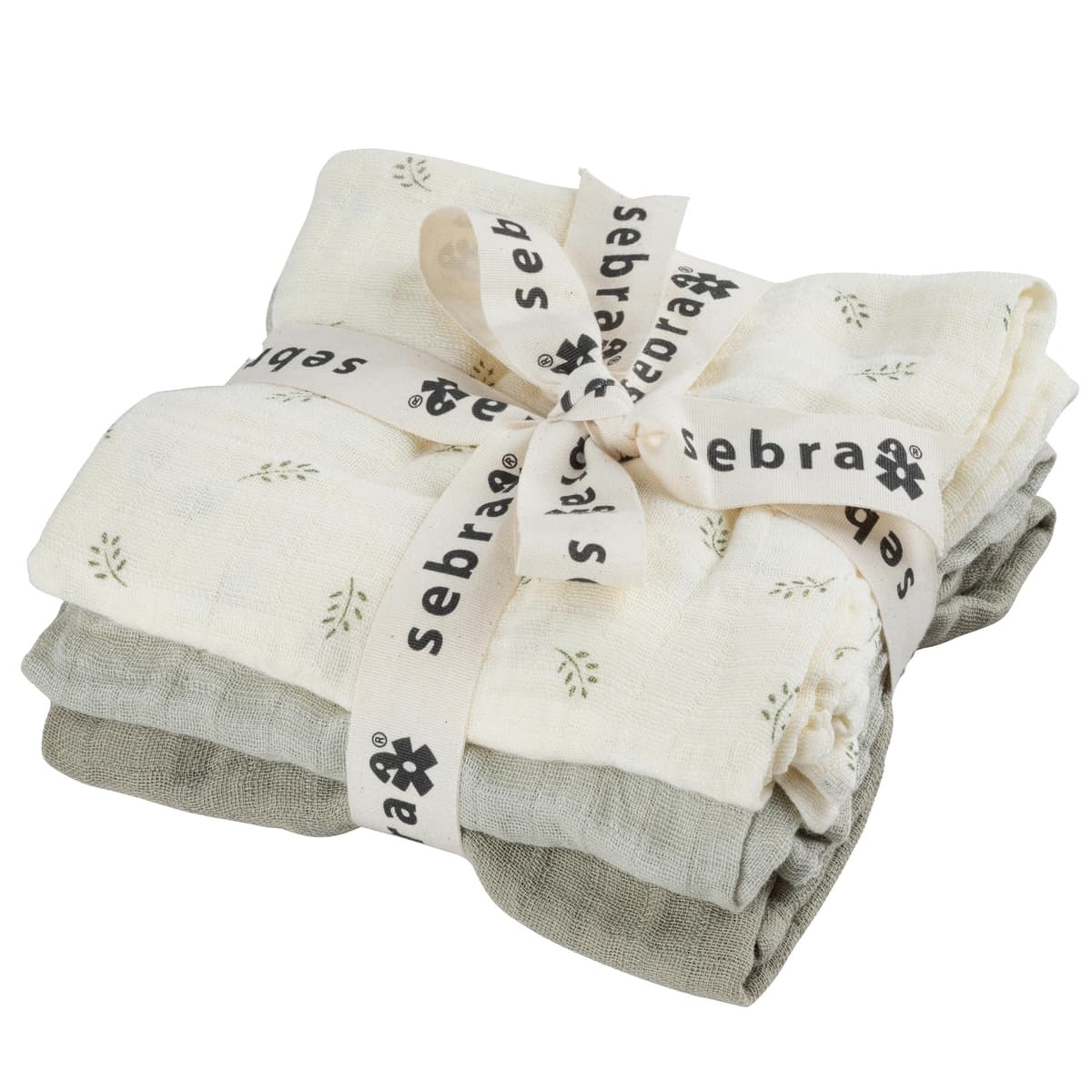 Sebra Mousseline Handdoek Set Van 3 Sophora Leaves/Mist Green