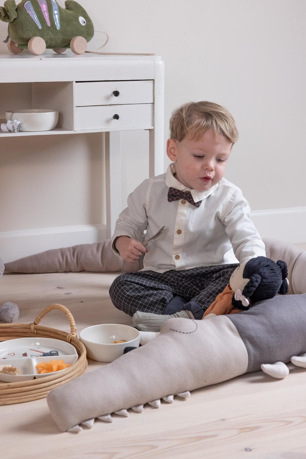 Sebra Sleepy Croc Krokodil Knuffel Gebreid Dusty Blue Mix thumbnail 4