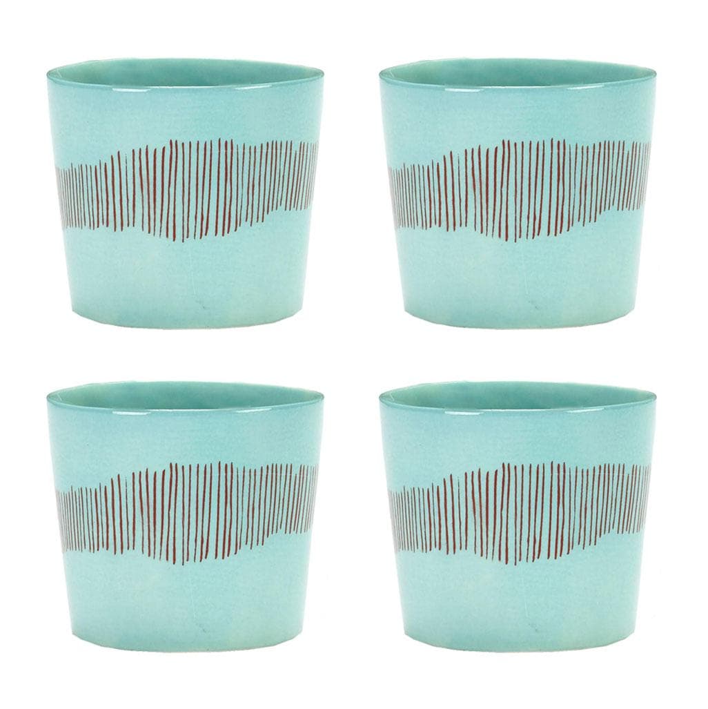 Serax Feast By Ottolenghi Mok 15cl Set Van 4 Azure/Red Stripes