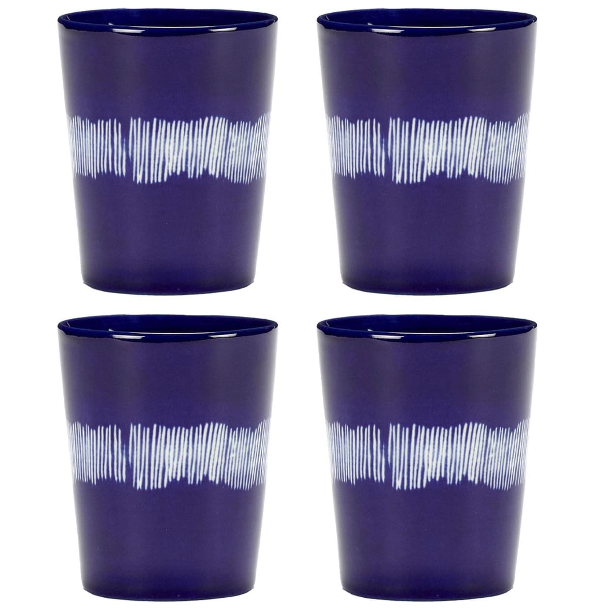 Serax Feast By Ottolenghi Mok 33cl Set Van 4 Dark Blue/White Stripes