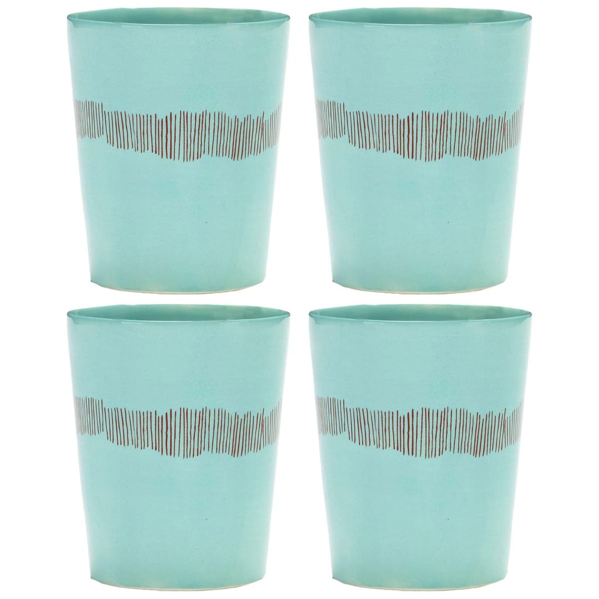 Serax Feast By Ottolenghi Mok 33cl Set Van 4 Azure/Red Stripes