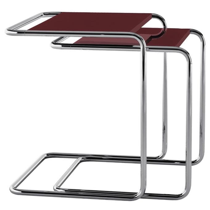 Thonet JS. THONET A Personal Interpretation By Jil Sander B97 Serious Bijzettafel Set Van 2 Ruby Red/Chroom