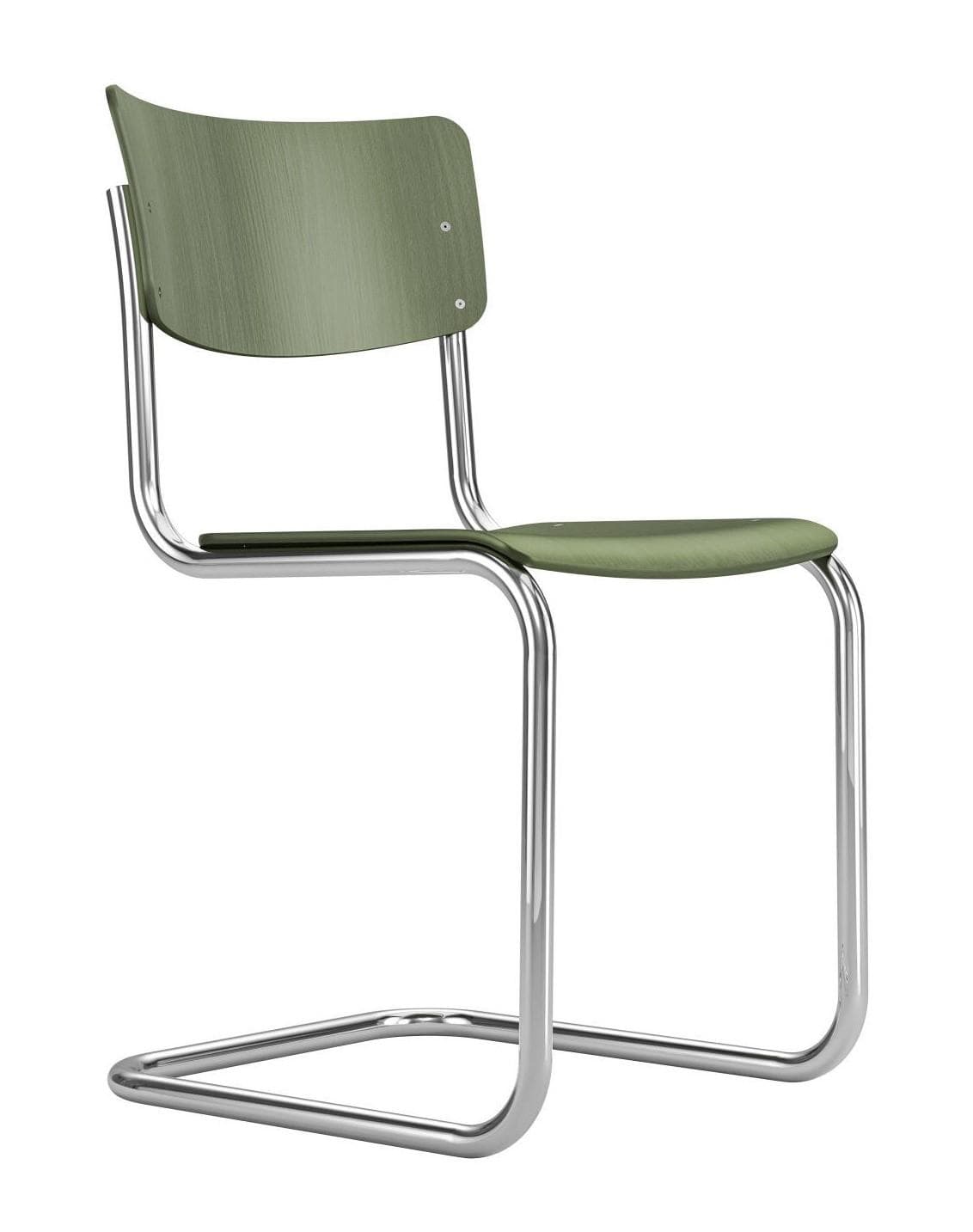 Thonet S43 Eetkamerstoel Olijf Groen Chroom Onderstel