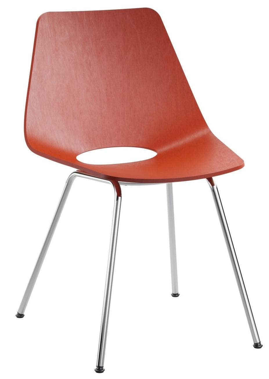 Thonet S661 Eetkamerstoel Roest Rood Chroom Onderstel
