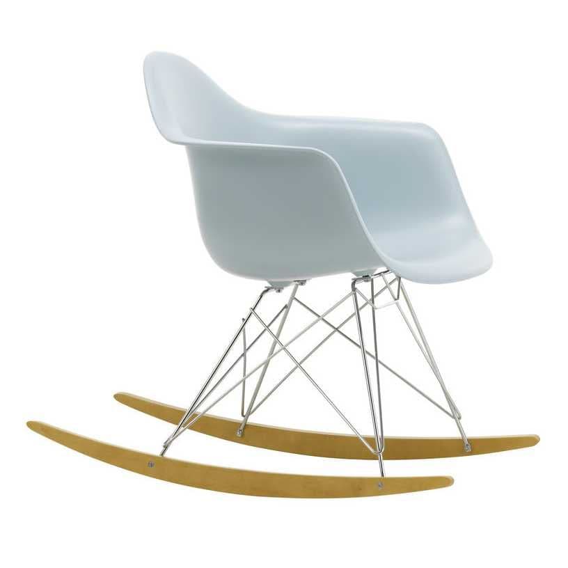Vitra Eames RAR Schommelstoel Esdoorn Chroom Ice Grey