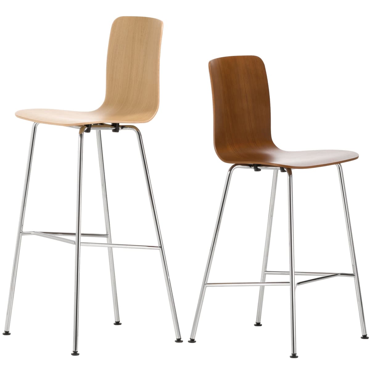 Vitra Hal Ply Stool High Barkruk Licht Eiken Verchroomd Onderstel thumbnail 2