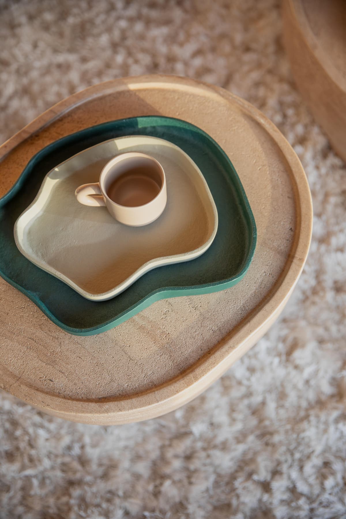 Zuiver Revolt Dienblad Set Van 2 Green Ivory thumbnail 2