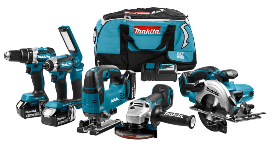 MAKITA 18V combi gereedschapset (boren, klopboren, schroeven, zagen en slijpen)