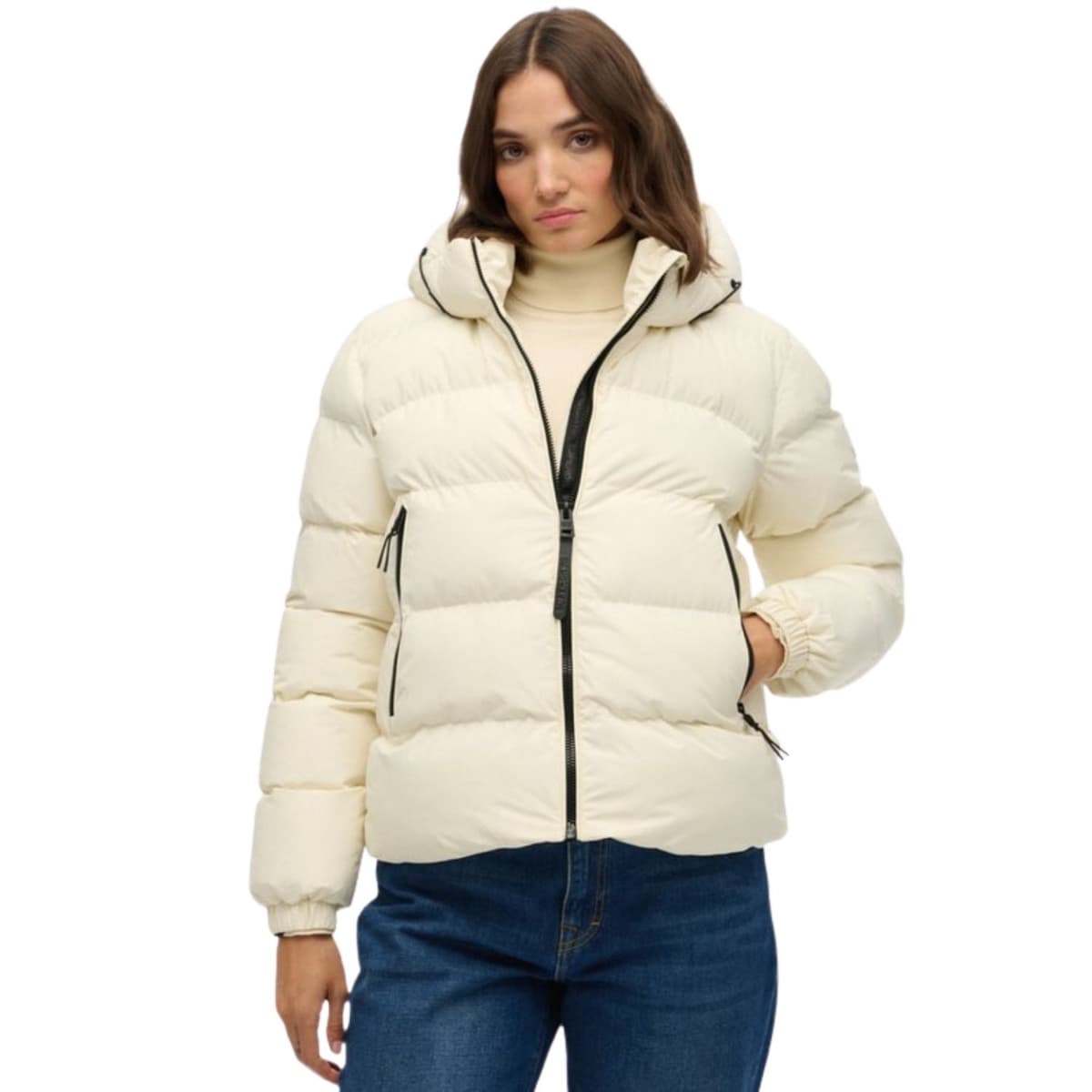 Superdry Hooded Sports Puffer Casual Winterjas Dames Wit M/38 thumbnail 4