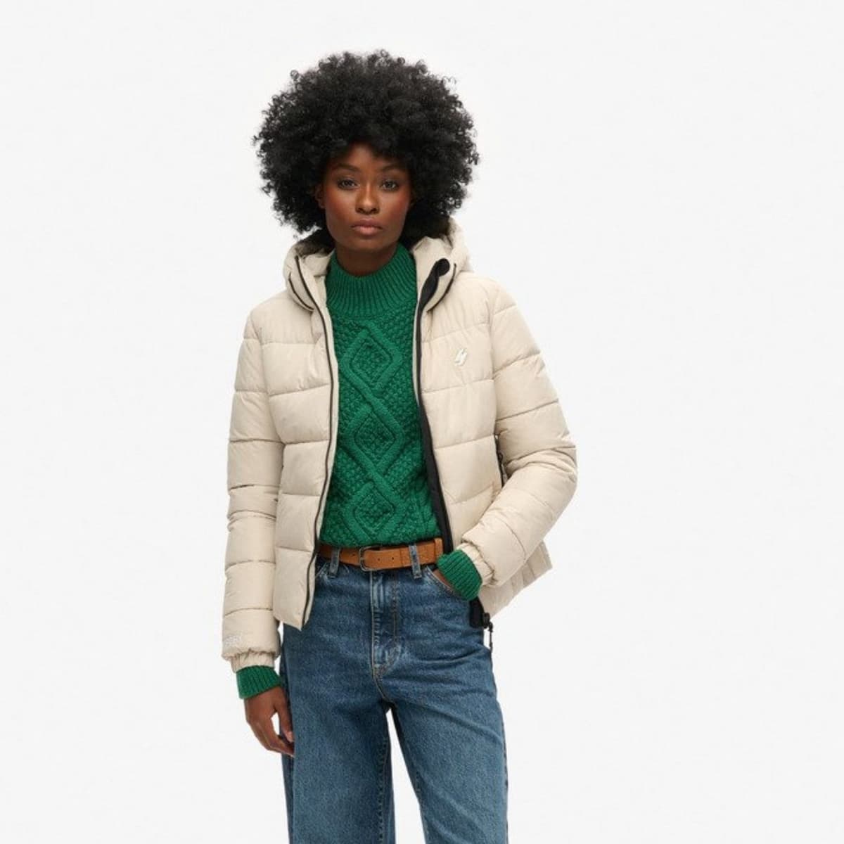 Superdry Hooded Sports Puffer Casual Winterjas Dames Beige Xs/34 thumbnail 2