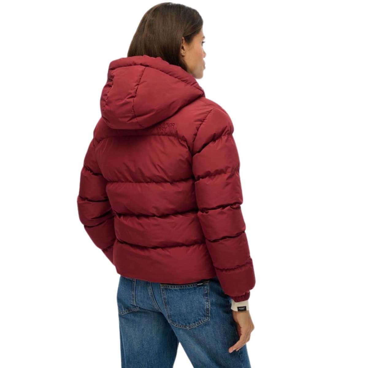 Superdry Hooded Sports Puffer Casual Winterjas Dames Rood L/40 thumbnail 5