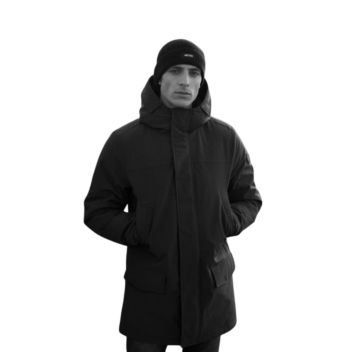 Airforce Snow Parka Casual Winterjas Heren Zwart S thumbnail 2