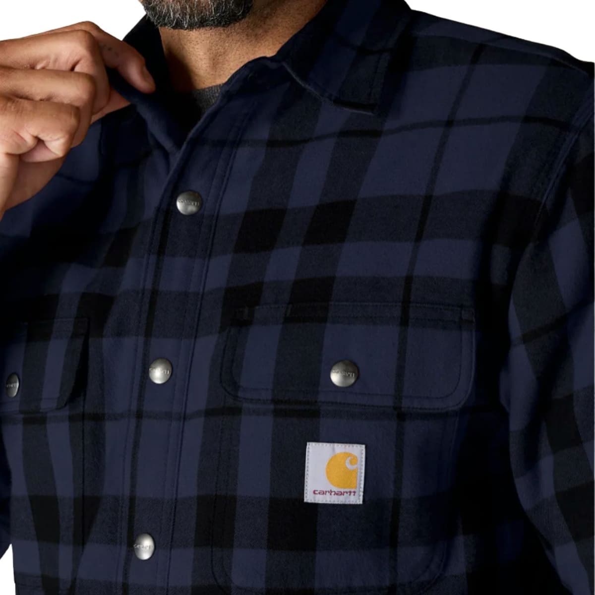 Carhartt Relaxed Fit Flannel Sherpa Tussenjas Heren Zwart Dessin M thumbnail 4