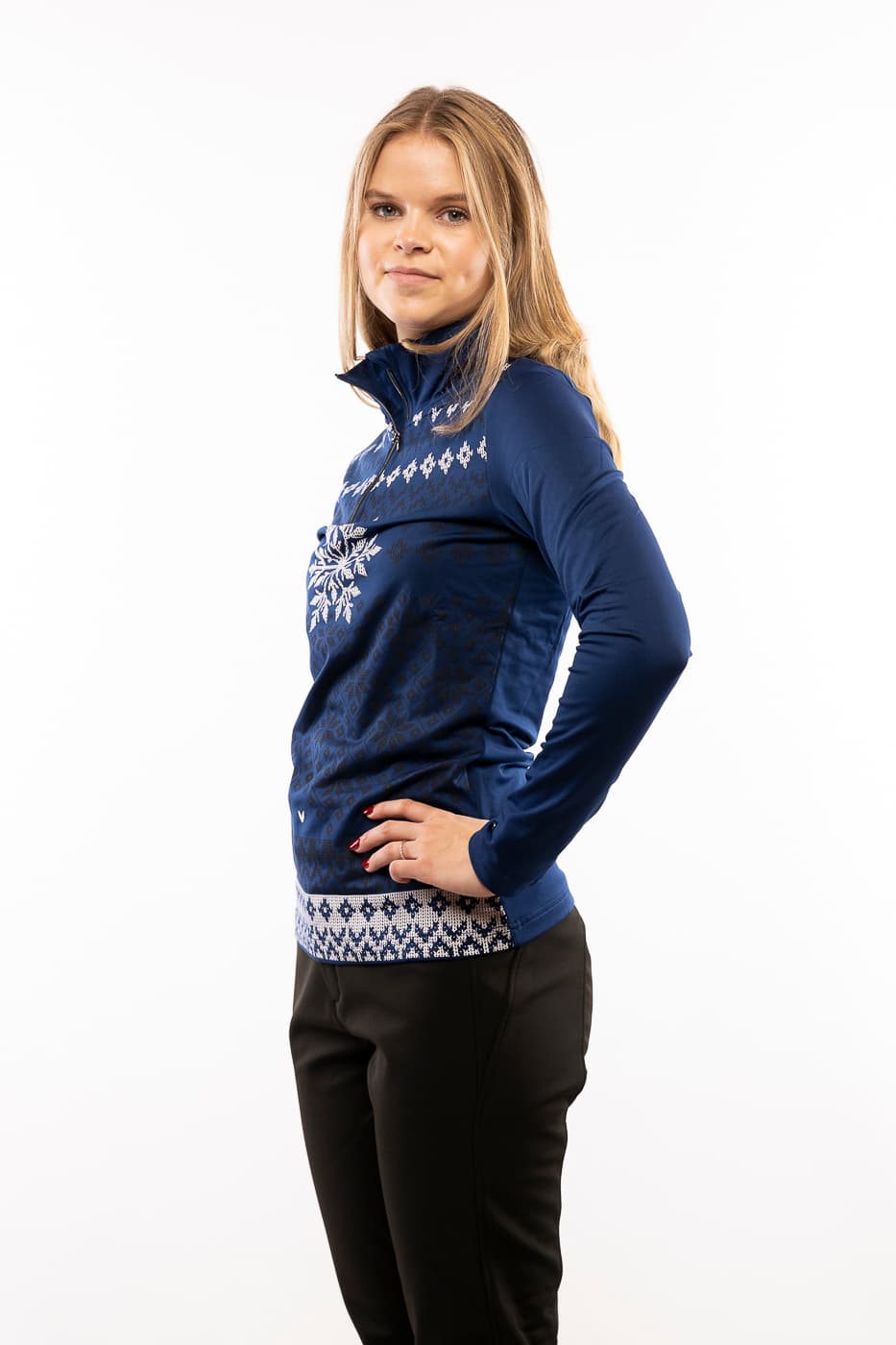 Luhta Hangist Ski Pully Dames Blauw Dessin Xs/34 thumbnail 3