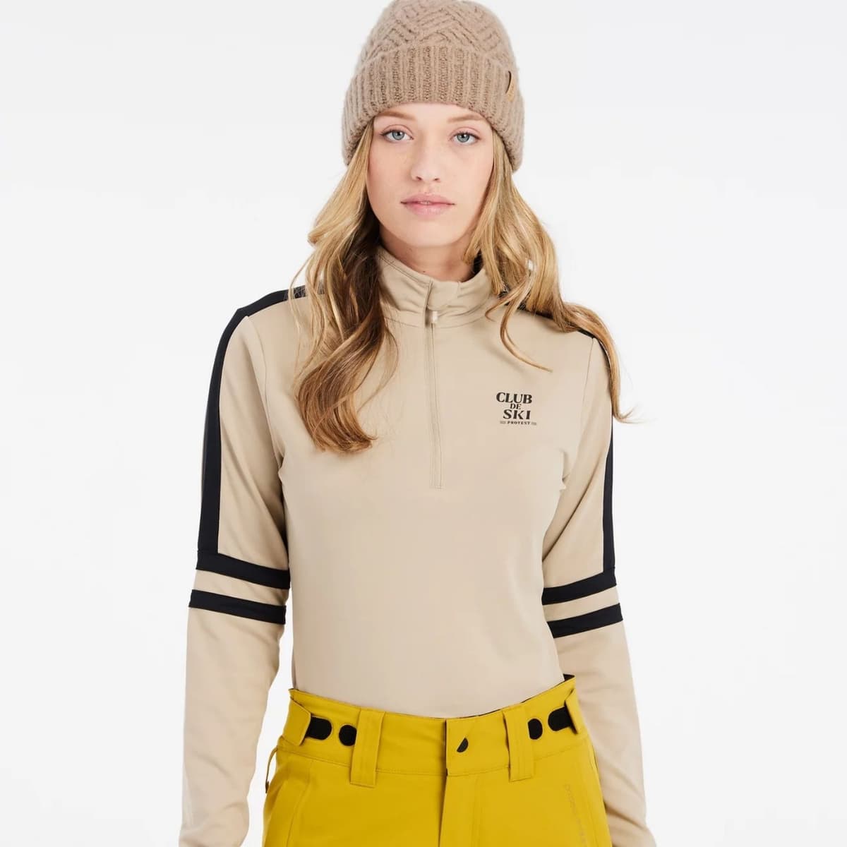 Protest Prtprue 1/4 Zip Ski Pully Dames Beige L/40 thumbnail 4