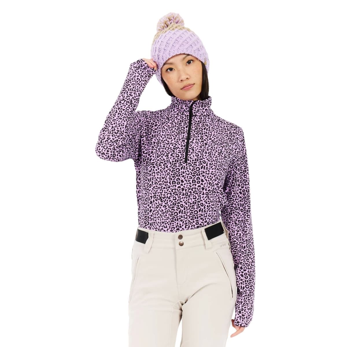 Protest Prtesher 1/4 Zip Ski Pully Dames Paars Dessin M/38 thumbnail 4