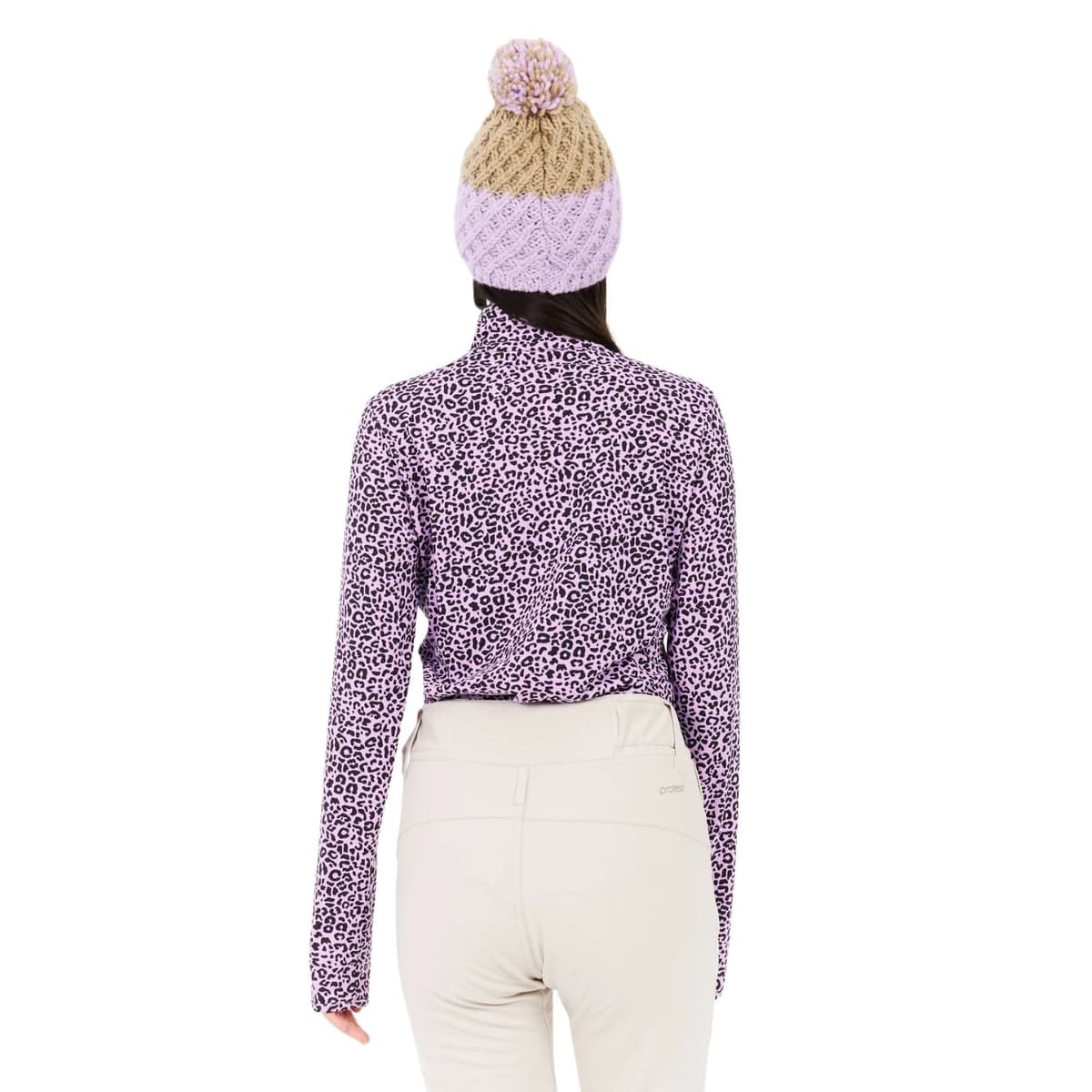 Protest Prtesher 1/4 Zip Ski Pully Dames Paars Dessin M/38 thumbnail 3