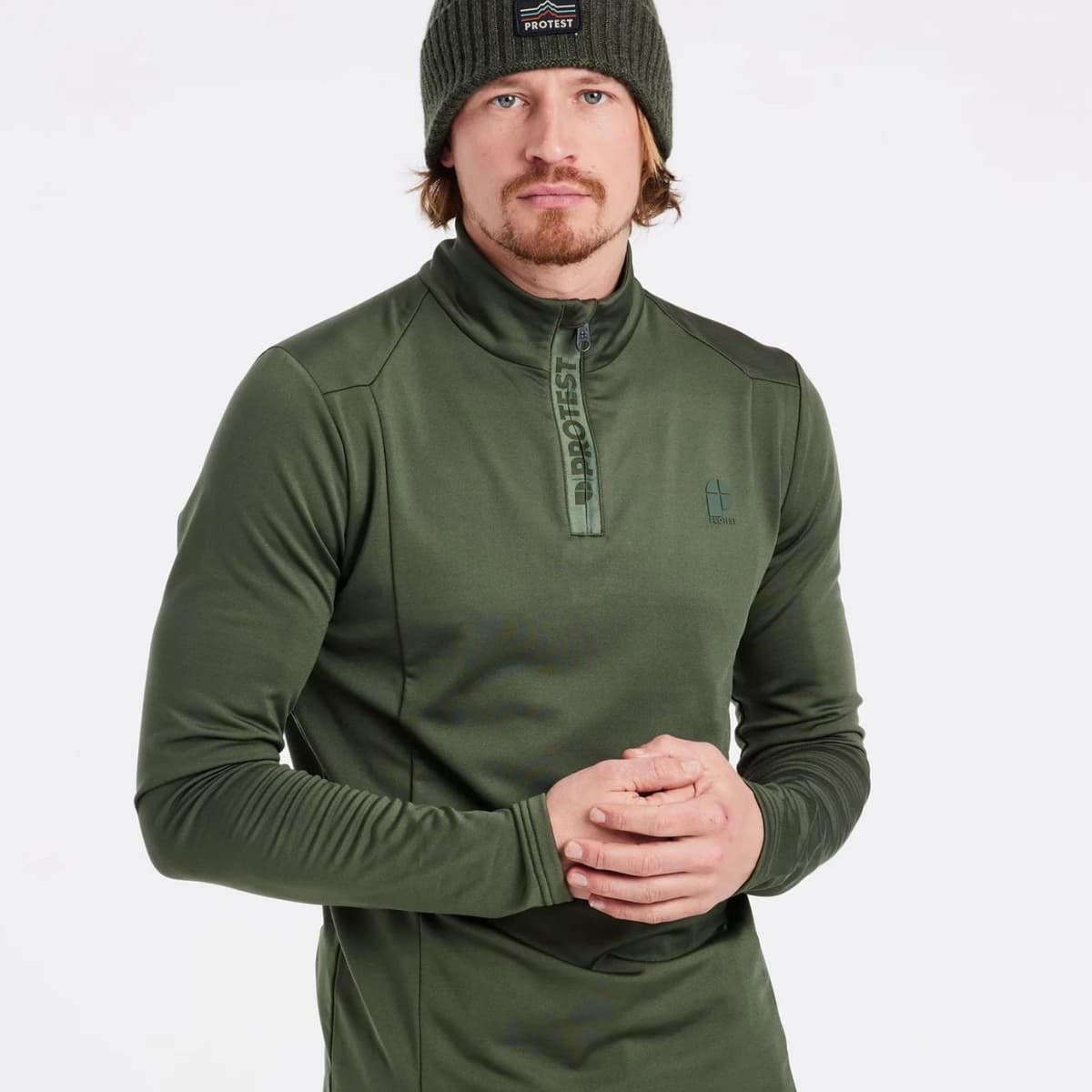 Protest Rewill 1/4 Zip Skipully Heren Donkergroen 3xl thumbnail 4