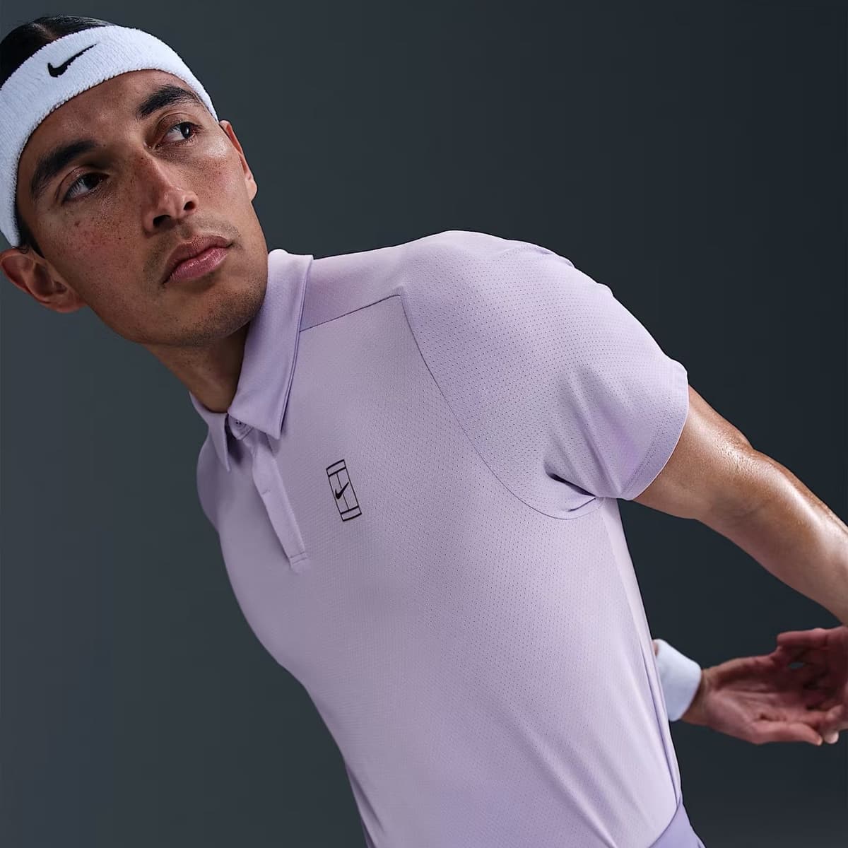 Nike Court Advantage Tennis Polo Heren Lila M thumbnail 4