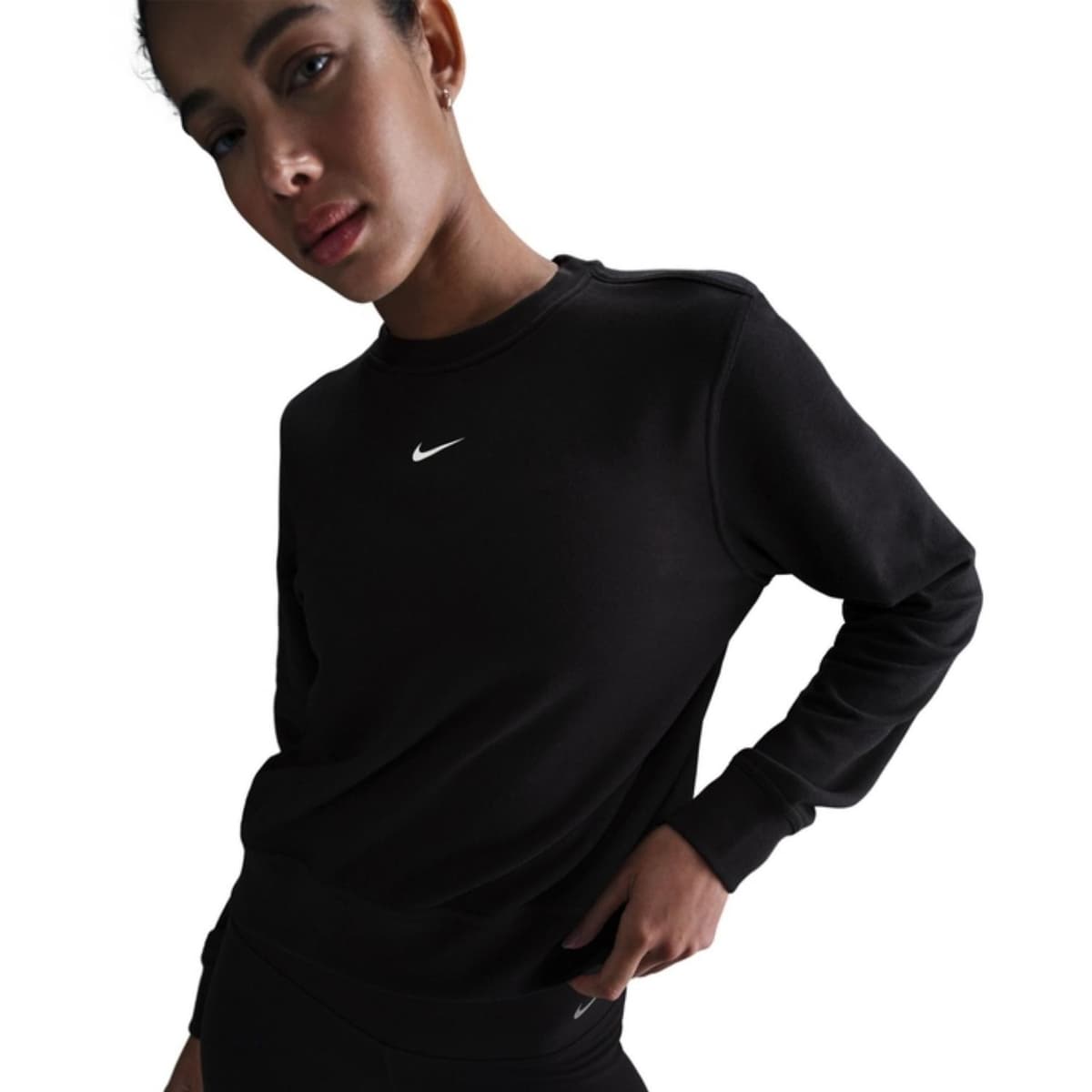 Nike One Dri-fit Crew Sportsweater Dames Zwart M/38. thumbnail 2