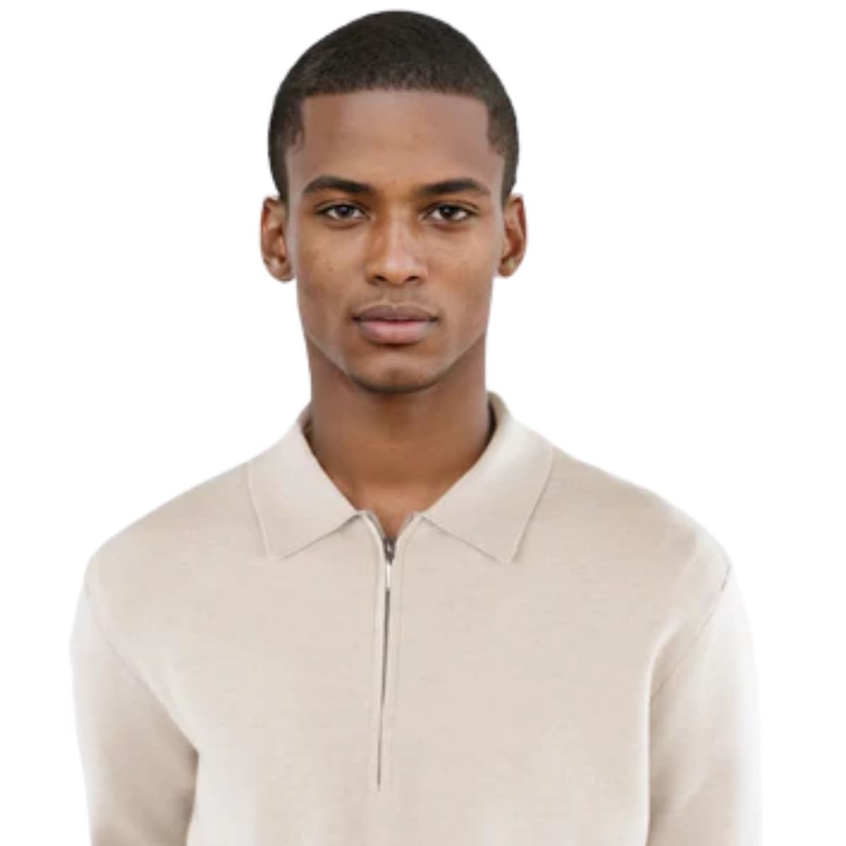 Ciszere Caleb Knitted Half Zip Casual Sweater Heren Beige M thumbnail 3