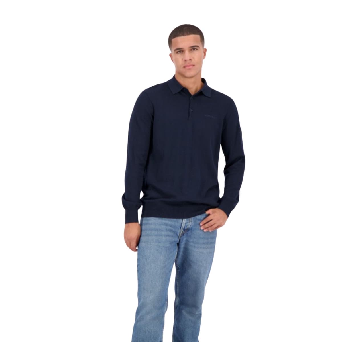 Airforce Knitwear Polo Longsleeve Casual Sweater Heren Donkerblauw L thumbnail 4