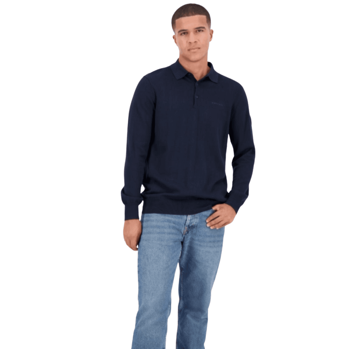 Airforce Knitwear Polo Longsleeve Casual Sweater Heren Donkerblauw M thumbnail 3