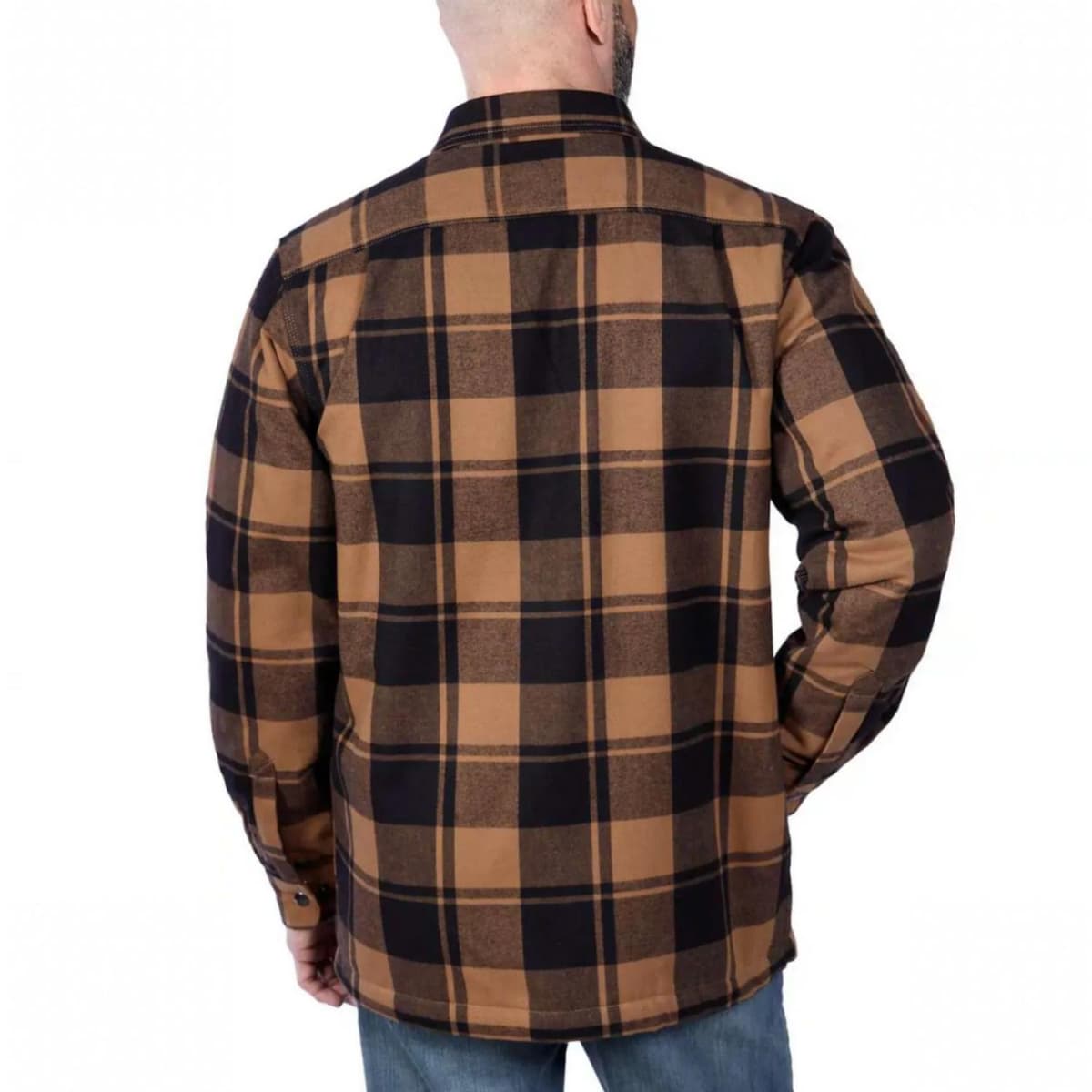 Carhartt Relaxed Fit Heavyweight Flannel Sherpa Casual Vest Heren Bruin Dessin Xl thumbnail 2