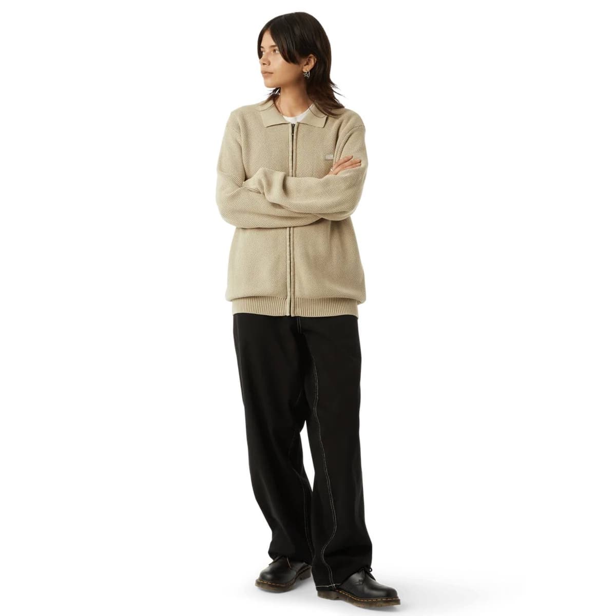 Huf Anton Zip Overdyed Casual Vest Heren Groen M thumbnail 2