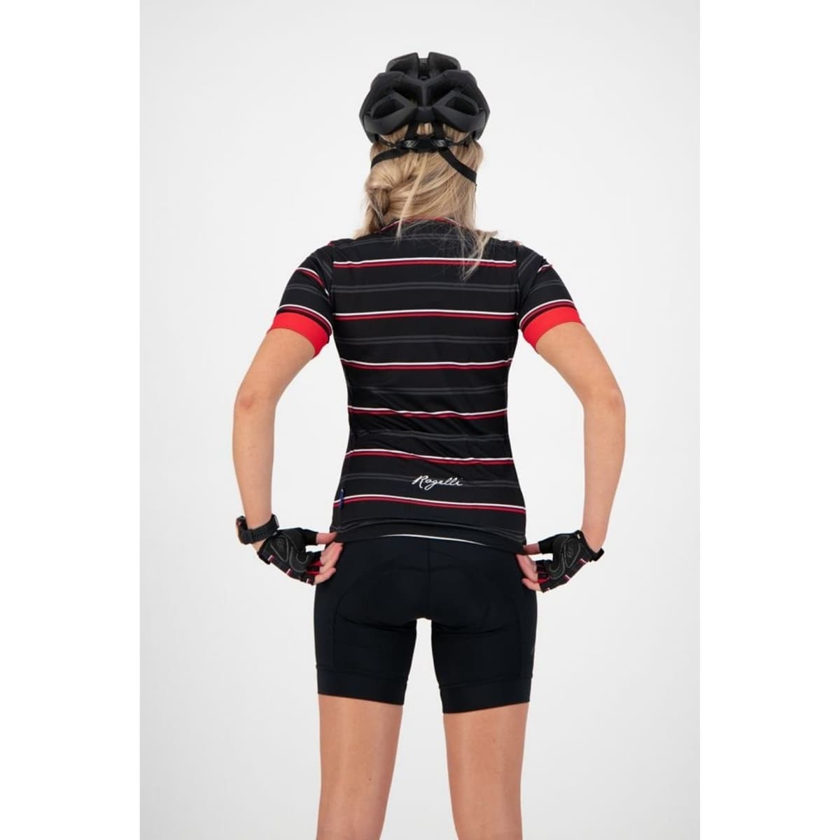 Rogelli Stripe + Korte Mouw Fietsshirt Dames Zwart L/40 thumbnail 3