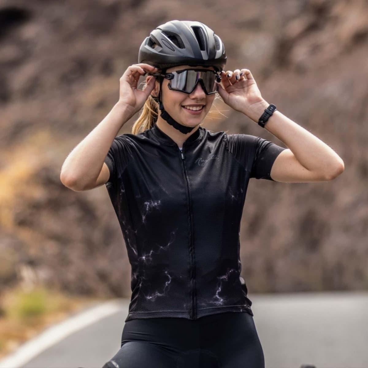 Rogelli Marble Korte Mouw Fietsshirt Dames Zwart Dessin Xs/34 thumbnail 2