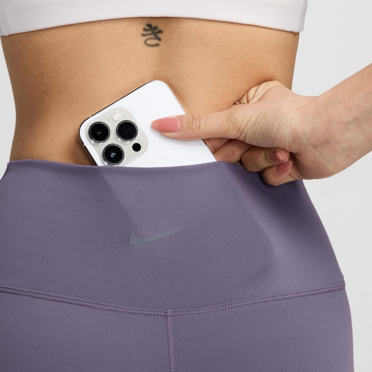 Nike One Dri-fit Sportlegging Dames Kort Lila L/40. thumbnail 2