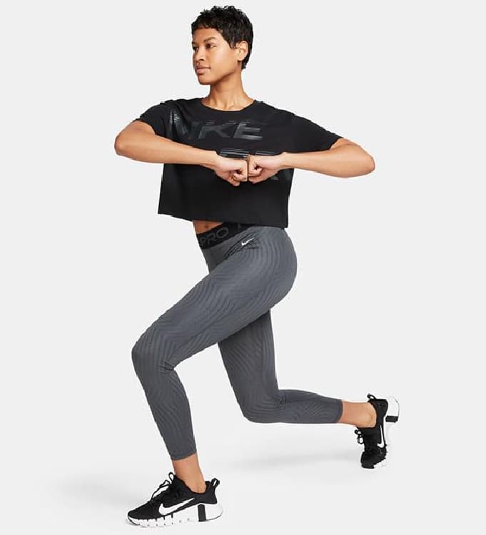 Nike Pro 7/8 Mid Rise Sportlegging Dames Lang Antraciet M/38. thumbnail 2