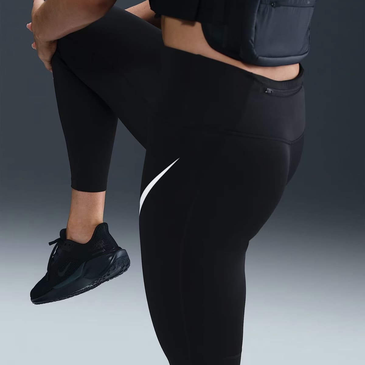 Nike Tempo Swoosh Run Sportlegging Dames Lang Zwart M/38 thumbnail 4