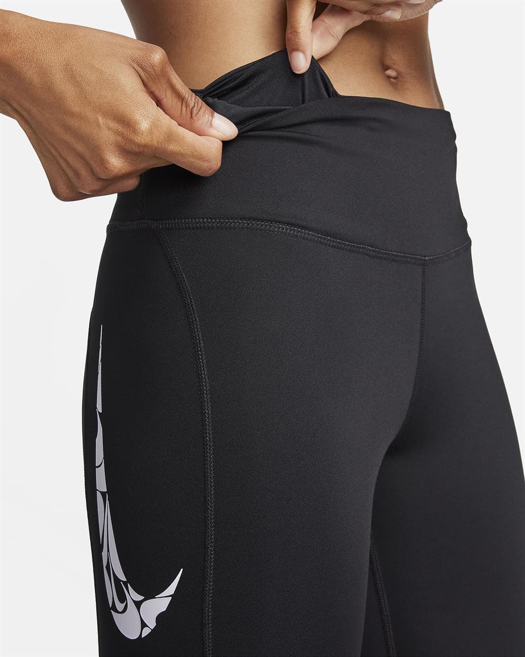 Nike Swoosh Fast Sportlegging Dames Lang Zwart Xl/42. thumbnail 4