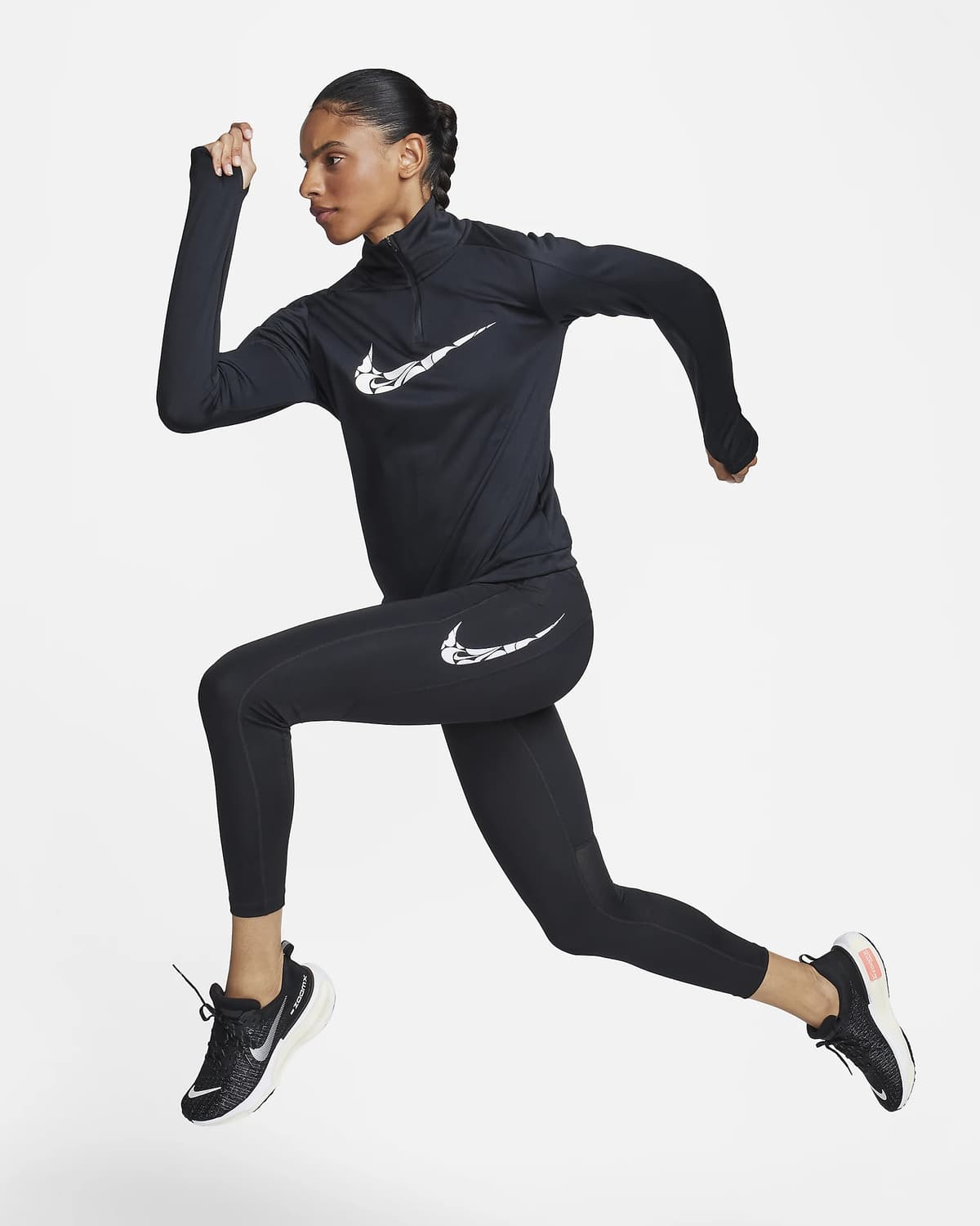 Nike Swoosh Fast Sportlegging Dames Lang Zwart Xl/42. thumbnail 3