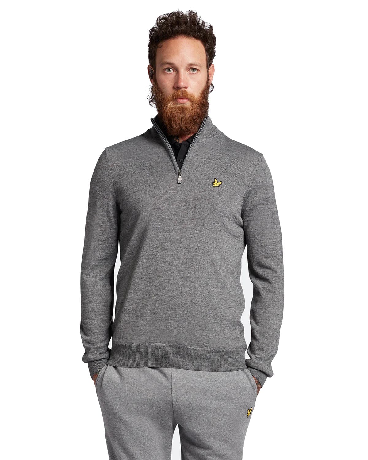 Lyle And Scott Golf Core 1/4 Zip Merino Mix Trui Heren Midden Grijs 3xl thumbnail 5