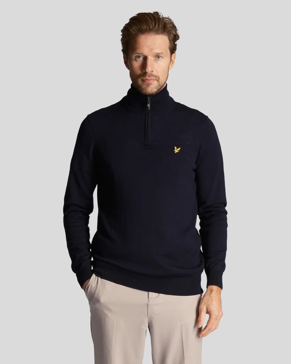 Lyle And Scott Golf Core 1/4 Zip Merino Mix Trui Heren Donkerblauw S thumbnail 4