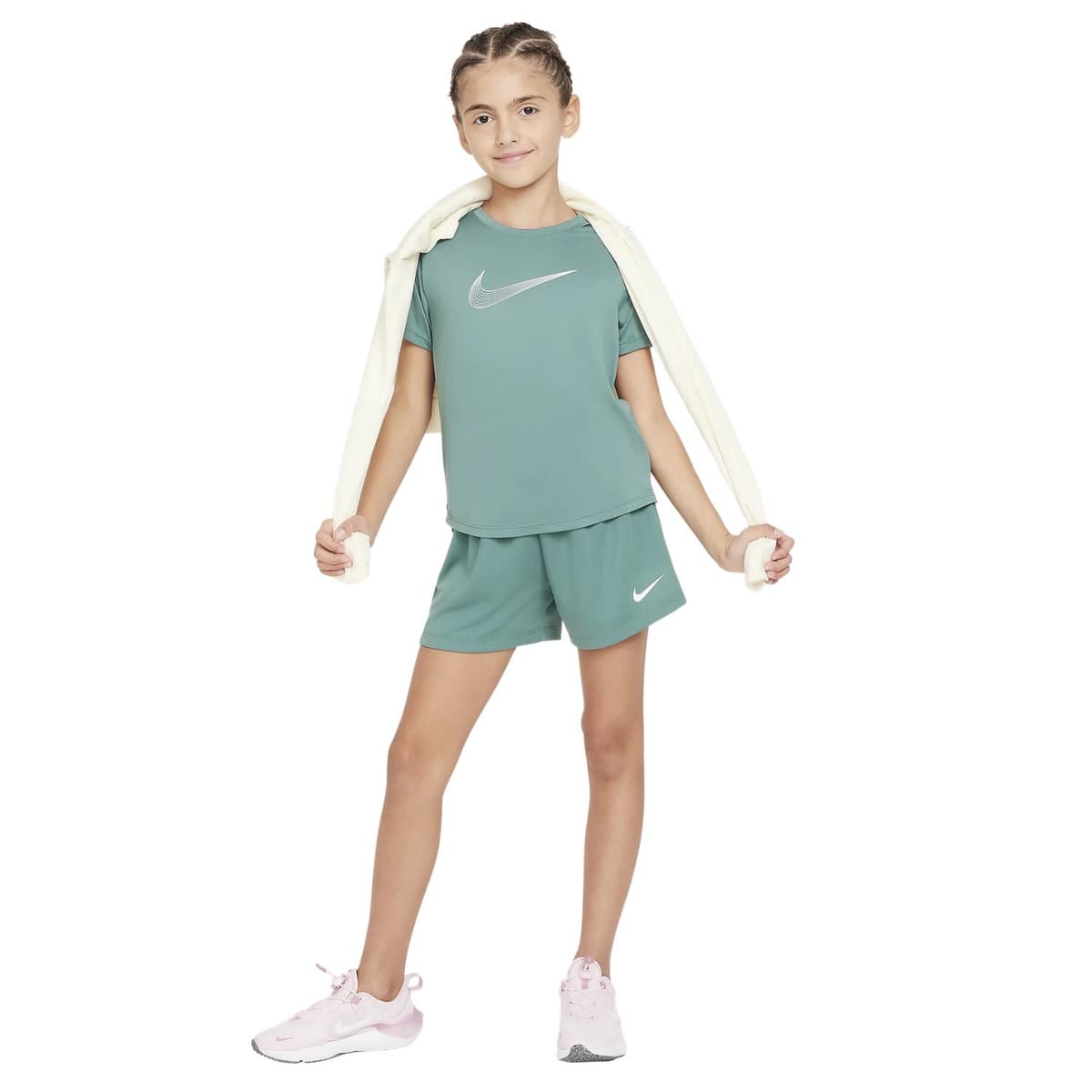 Nike One Sportshirt Meisjes Groen 116 thumbnail 3