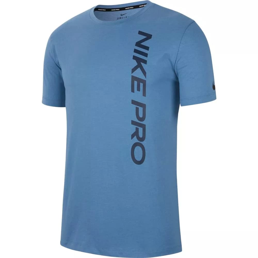 Nike Nike Pro Mens Short-sleeve Top Sportshirt Heren Blauw S