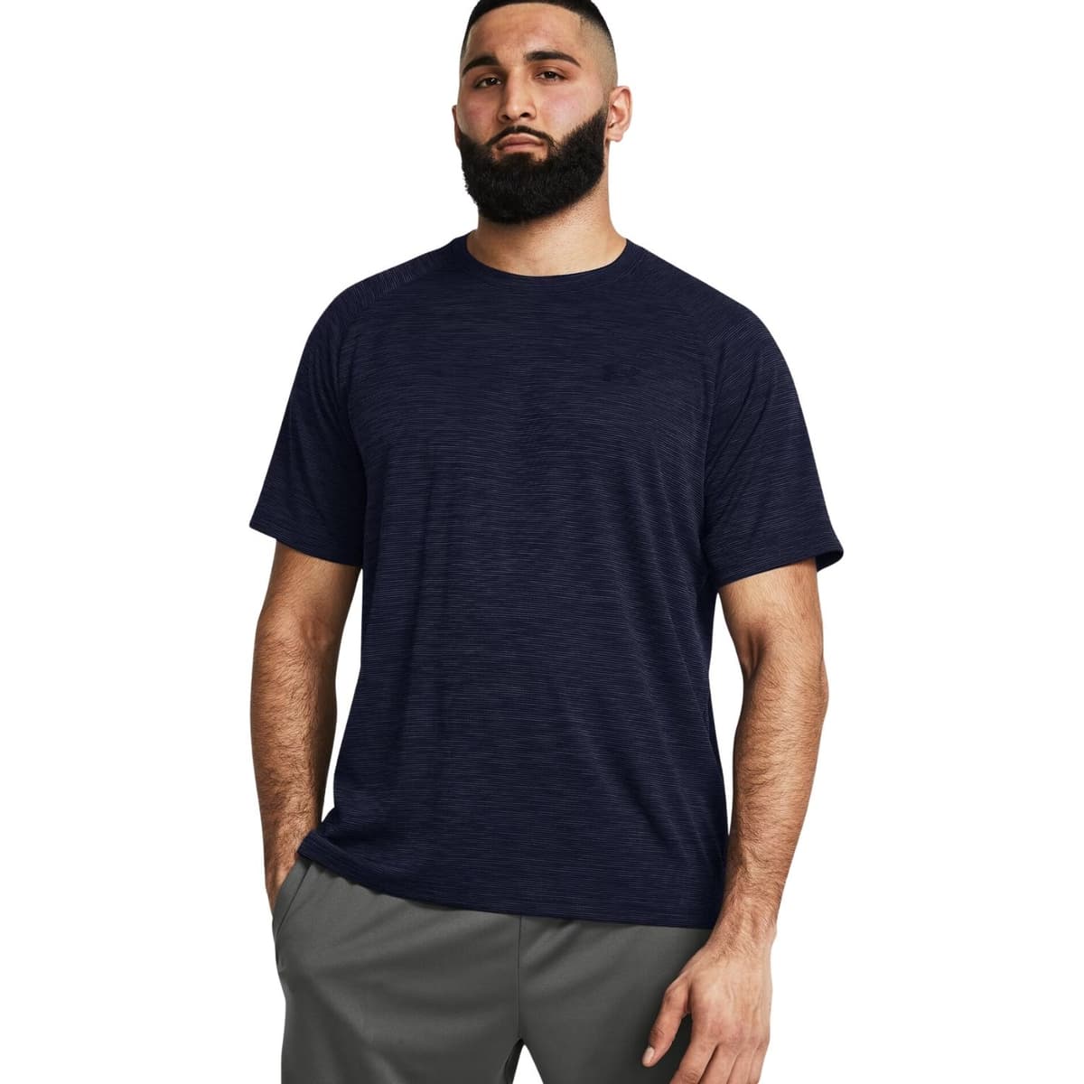 Under Armour Tech Textured Sportshirt Heren Donkerblauw S thumbnail 4