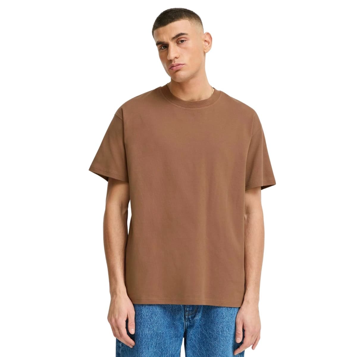 Solid Danton Ss Casual T-shirt Heren Bruin M