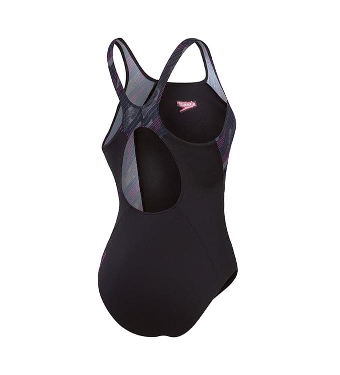Speedo Eco+ H-boom Splice Muscleback Badpak Dames Zwart Dessin S/36